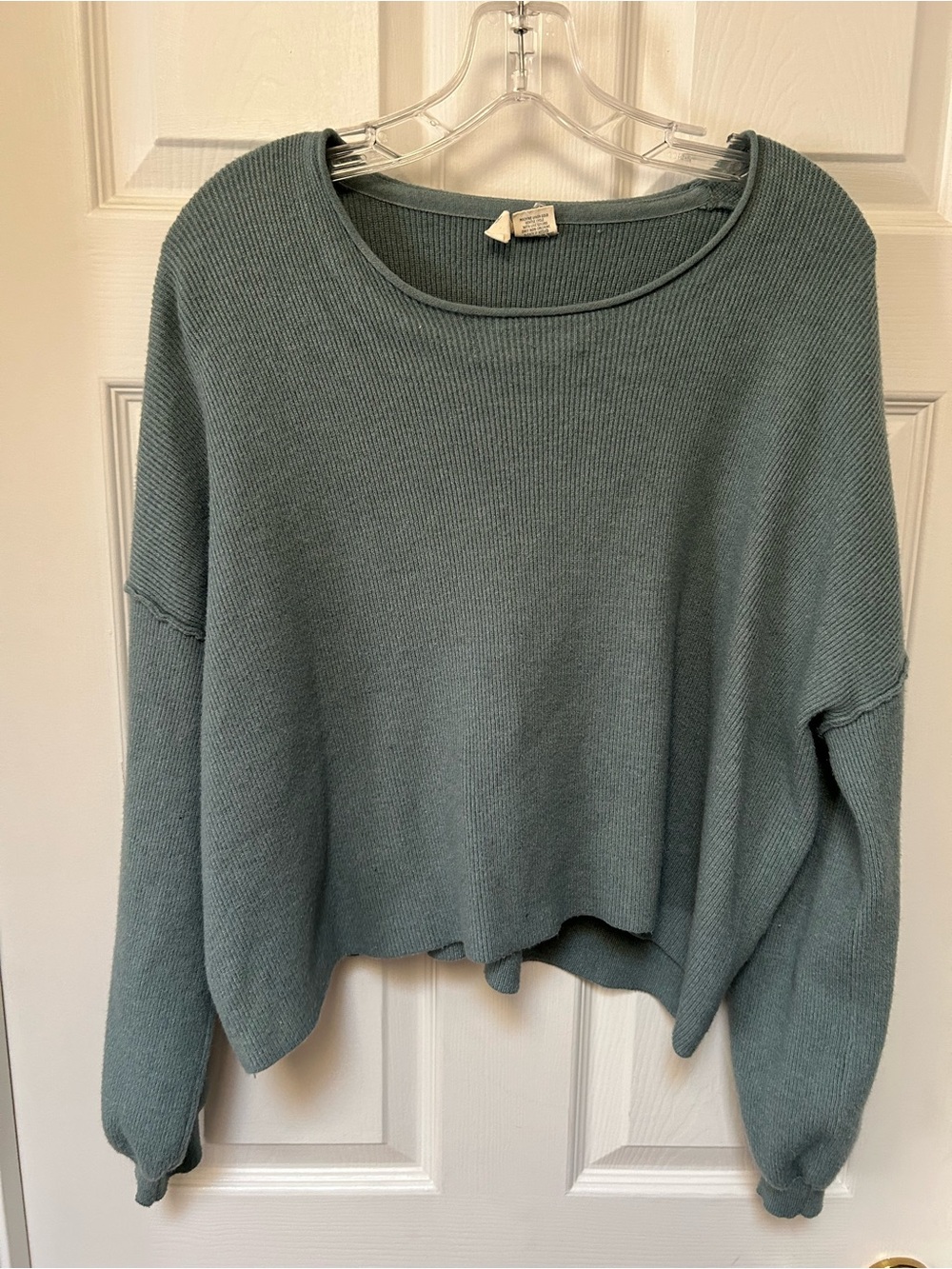 Sky and Sparrow Dusty Sage Ribbed Crewneck Sweater